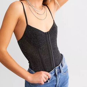 Free People Intimately Shimmer Night Rhythm Corset Bodysuit New with Tags
